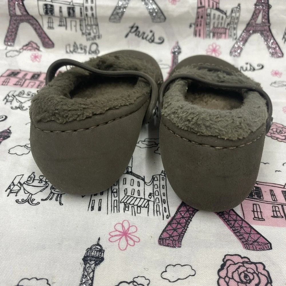 Crocs Fur Lined Mary Janes Sandals Shoes Girls Size 6 7 Toddler